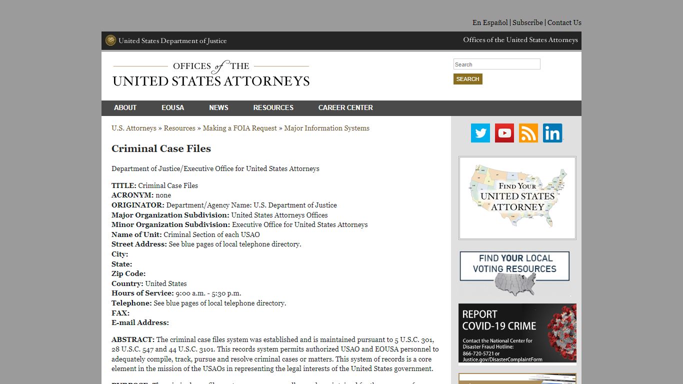 Criminal Case Files - United States Department of Justice
